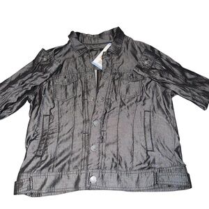 Tahari Women’s Large Black Metallic Jacket